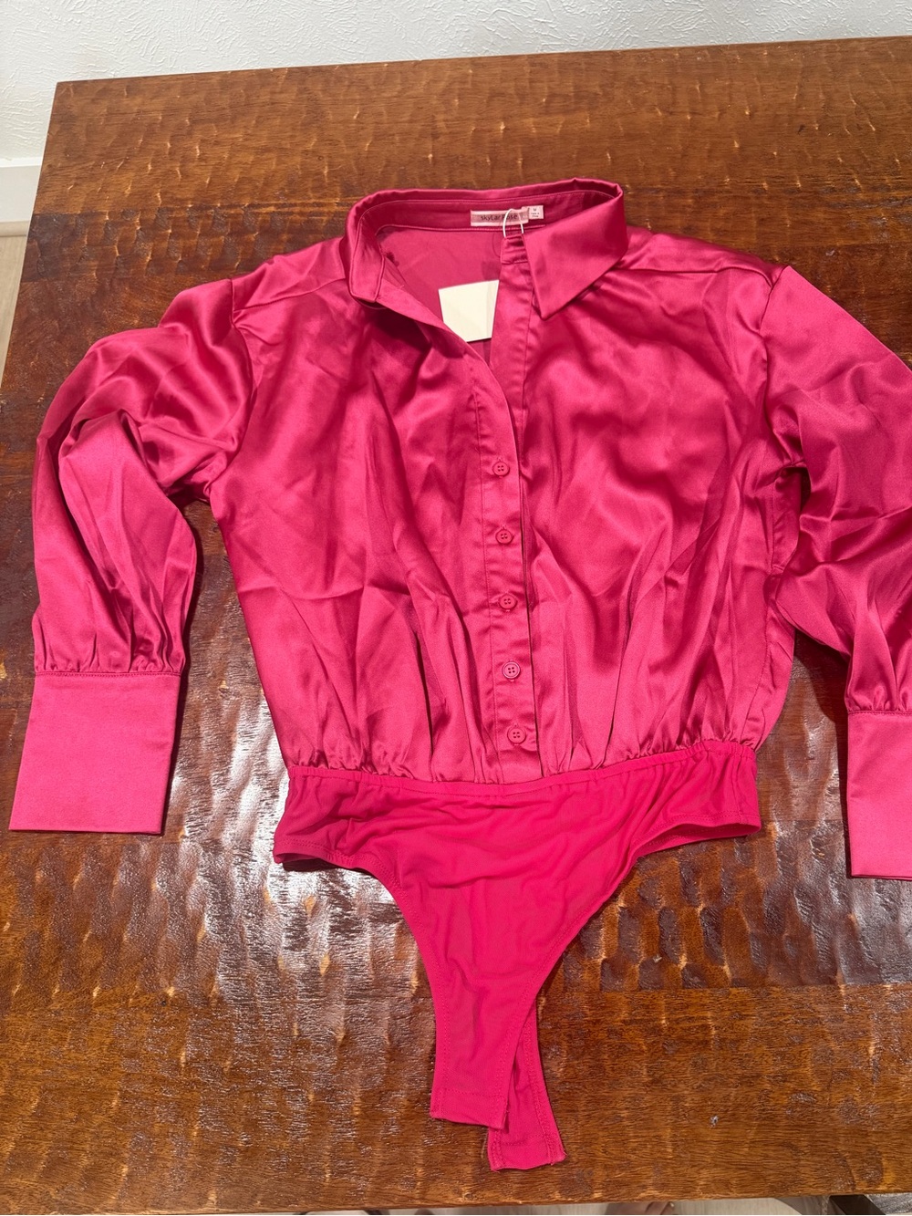 Women’s Fuchsia Button-Down Bodysuit Shirt